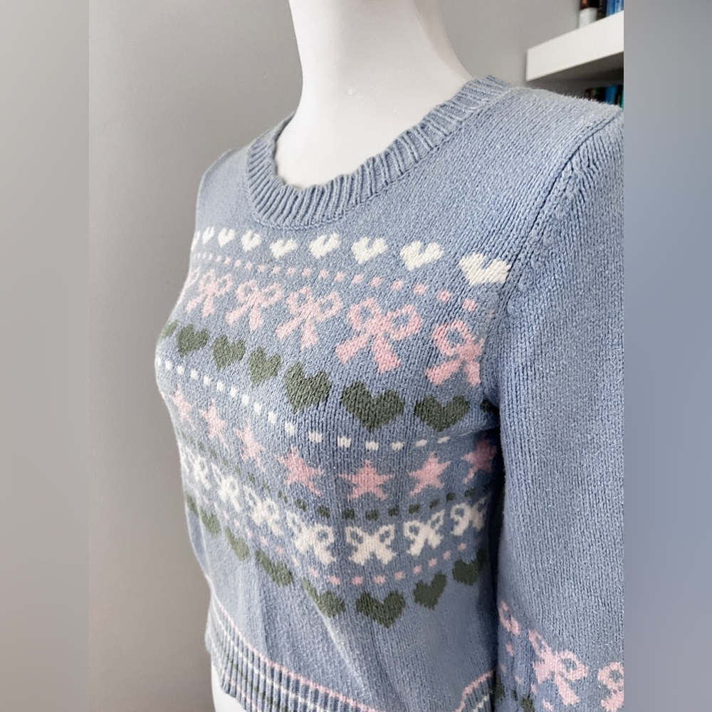 Loveshackfancy Blue And Pink Patterned Sweater - image 4